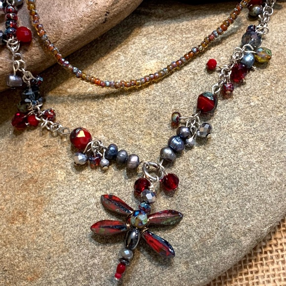 Czech Glass Dragonfly Necklace Duo - Picture 5 of 7